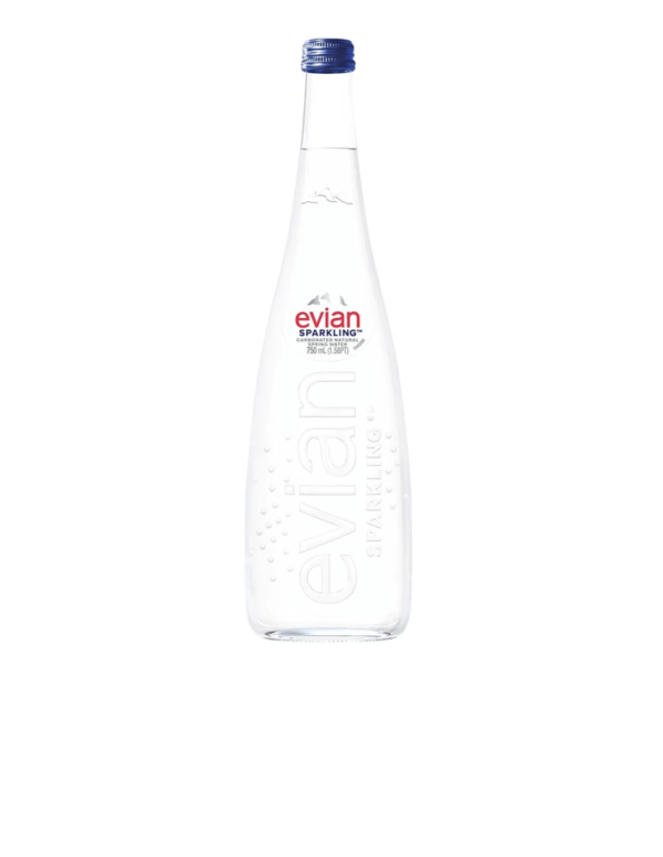 Evian Sparkling Carbonated Water – 750ml Glass Bottle